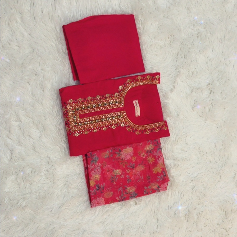 Elegant Red Embroidered Kurta Set